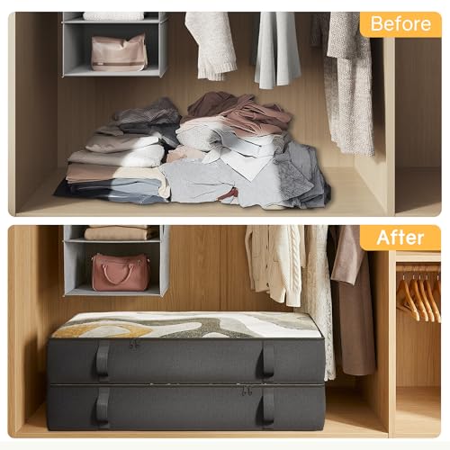 TidyCorner 2-Pack Under Bed Storage Containers, 8 Inches Tall Underbed Clothes Storage Organizer Bin with Sturdy Sidewalls/Bottom, Under the Bed Storage Bags 2 Storage Bins, Black - Image 5