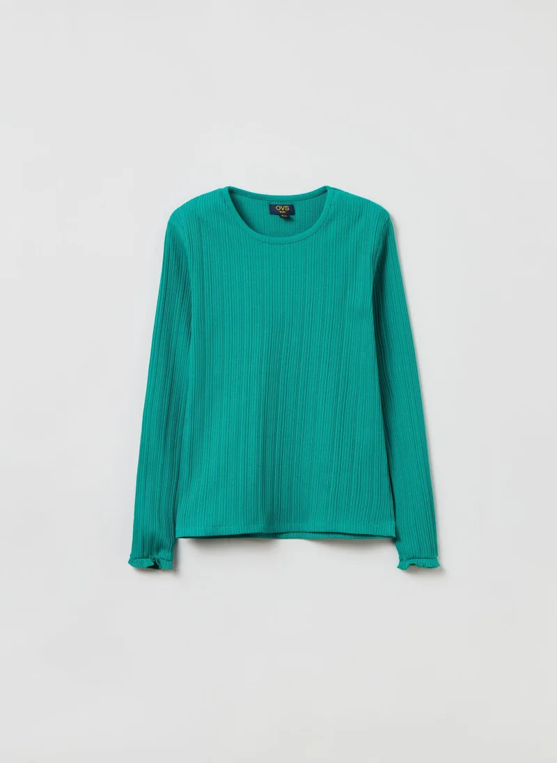 او في اس Ovs Ribbed T-Shirt With Long Sleeves