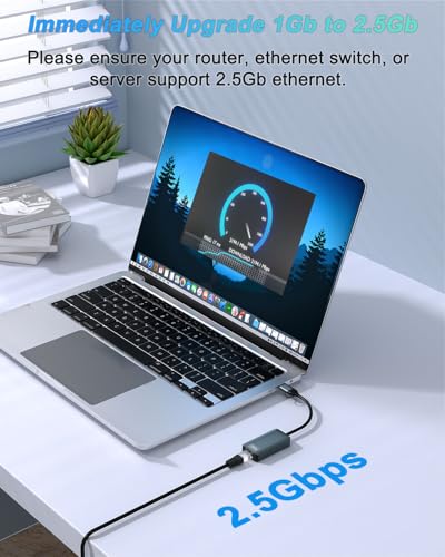 Lecnvuo 2.5gb USB Ethernet Adapter, Aluminum, Type-C to RJ45 Network Internet 2.5Gbps, 2.5G USB C to Ethernet Adapter for MacBook, iPhone 15/16 Pro Max, XPS, Surface, iPad Pro - Image 2