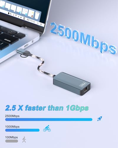 Lecnvuo 2.5gb USB Ethernet Adapter, Aluminum, Type-C to RJ45 Network Internet 2.5Gbps, 2.5G USB C to Ethernet Adapter for MacBook, iPhone 15/16 Pro Max, XPS, Surface, iPad Pro - Image 3