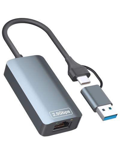Lecnvuo 2.5gb USB Ethernet Adapter, Aluminum, Type-C to RJ45 Network Internet 2.5Gbps, 2.5G USB C to Ethernet Adapter for MacBook, iPhone 15/16 Pro Max, XPS, Surface, iPad Pro - Image 1