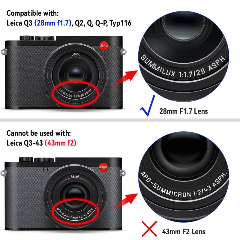 Haoge Metal Square Lens Hood for Leica Q3 Q3 43 Q2 Q Q-P QP q3 Typ116 Camera Accessories Black LH-LQB - Image 2