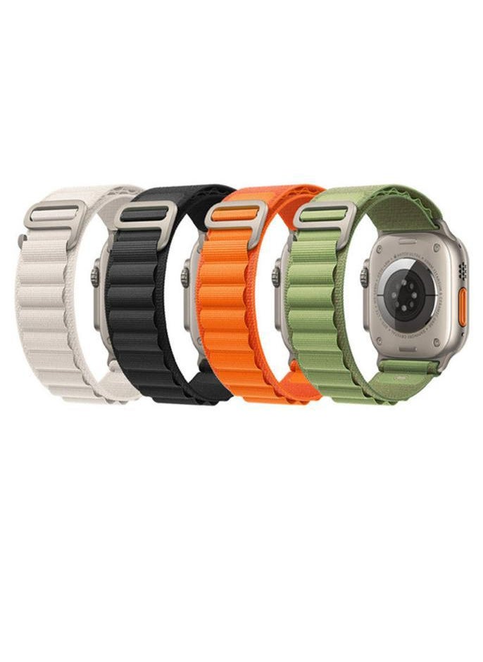 Generic - 4Pack for Apple Watch Alpine Loop Band 49mm/45mm/44mm Nylon Woven Sport Strap Compatible with iWatch Series Ultra  White/Green/Orange/Black - Image 1