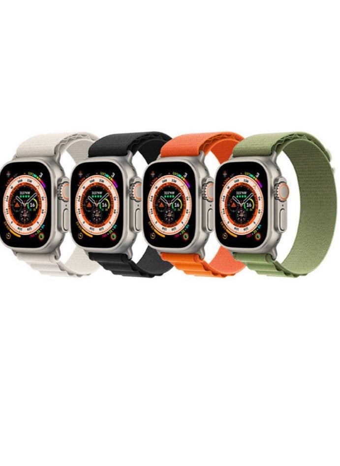 Generic - 4Pack for Apple Watch Alpine Loop Band 49mm/45mm/44mm Nylon Woven Sport Strap Compatible with iWatch Series Ultra  White/Green/Orange/Black - Image 1