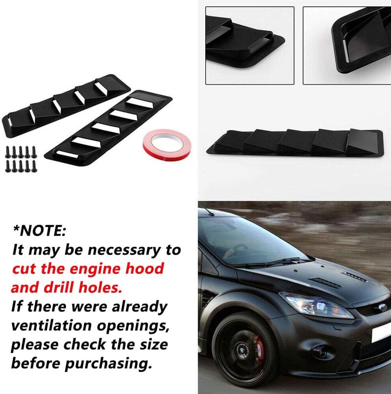 WENJTP Hoods Vents Bonnet Cover Hood Scoop for Cars Cold Air Flow Intake Fitment Louvers Cooling Intakes Intake Vent Cover (Black) - Image 3