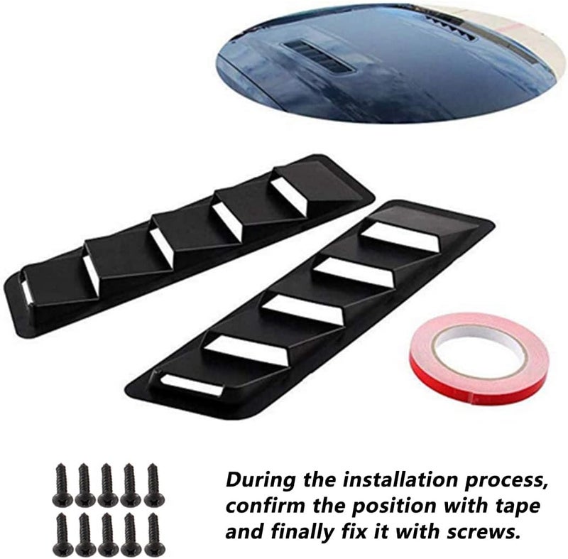 WENJTP Hoods Vents Bonnet Cover Hood Scoop for Cars Cold Air Flow Intake Fitment Louvers Cooling Intakes Intake Vent Cover (Black) - Image 2