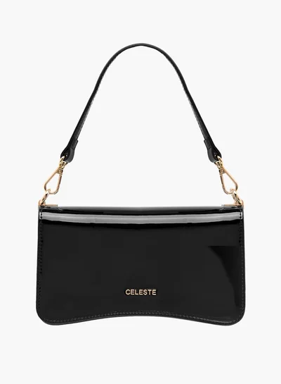 Celeste Women Solid Crossbody Bag with Detachable Strap and Flap Closure
