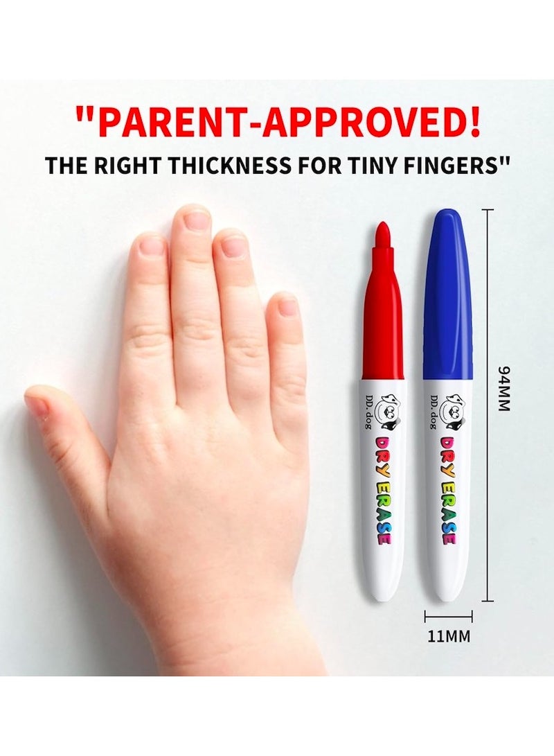 Washable Mini Dry Erase Markers for Kids, Small 12 Colored Non-Toxic Fine Tip White board Markers, Low-Odor Whiteboard Markers Set for Classroom, Home & School Art Supplies - Image 3