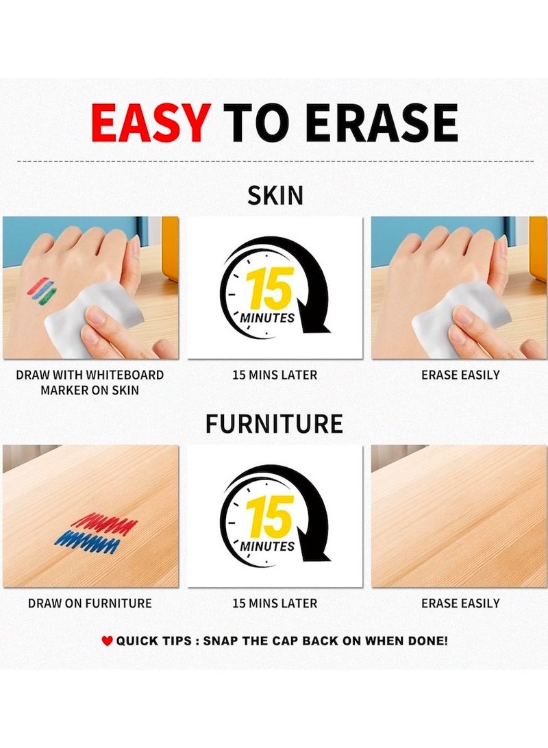 Washable Mini Dry Erase Markers for Kids, Small 12 Colored Non-Toxic Fine Tip White board Markers, Low-Odor Whiteboard Markers Set for Classroom, Home & School Art Supplies - Image 5