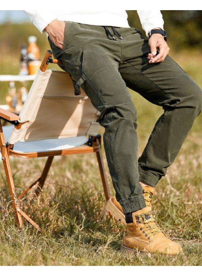 ROMON بنطلون كارجو أمريكي للرجال رائج】بنطلون بارا تروبر للخريف والربيع، بنطلون عصري متعدد الاستخدامات بقصة ضيقة للرجال - Image 1