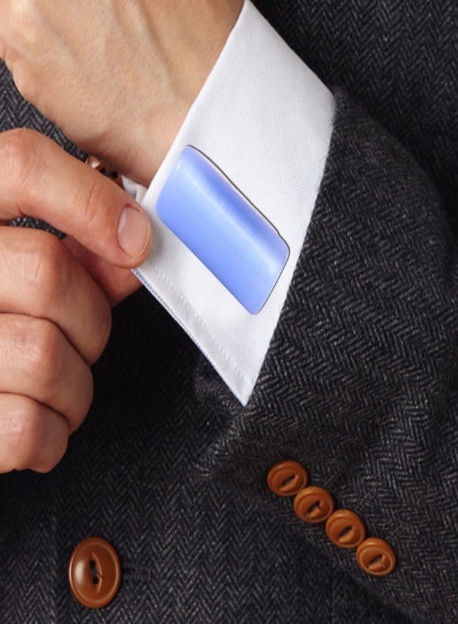 Riyasat أزرار أكمام بتصميم أنيق من حجر أزرق من رياست (زوج واحد) RC_38 - Image 3