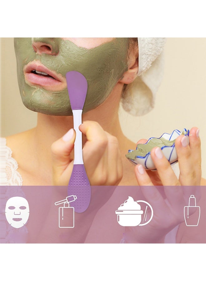 Silicone Mask Brush, 6 Double Head Soft Mask & Facial Cleansing Brush, Facial Care, Mud, Clay Mask, DIY, For Applying Cream, Lotion (Purple) - Image 2
