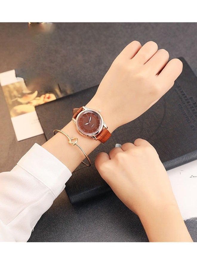 QUARTZ Women's Two-Color Quartz Watch (Brown) Luxury Women Watches Analog Quartz Watch Bracelet Watch Mesh Band Waterproof Wrist Watches for Ladies  - Image 2