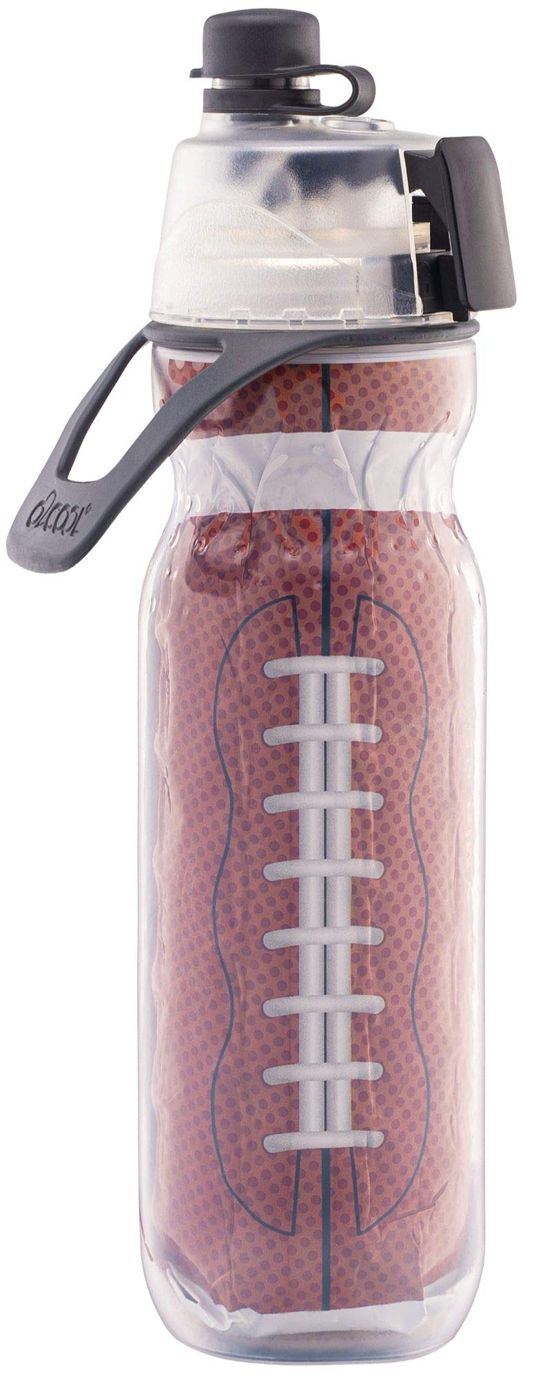 O2COOL Mist 'N Sip Misting Water Bottle No Leak Pull Top Spout Sports Water Bottle 20 oz (Football) - Image 1