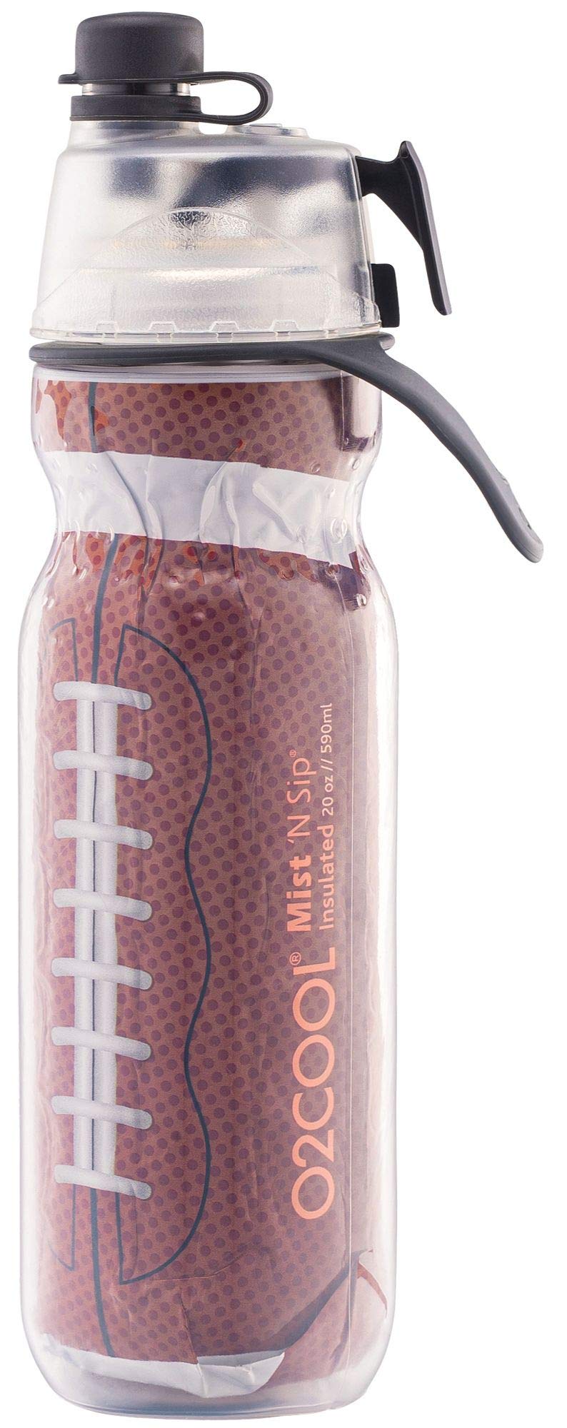 O2COOL Mist 'N Sip Misting Water Bottle No Leak Pull Top Spout Sports Water Bottle 20 oz (Football) - Image 2