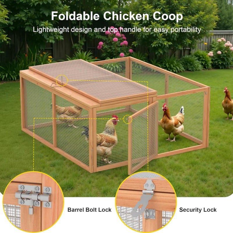 Kecreque Chicken Coop Run Rabbit Cage No Assembly Portable Chicken Run Bunny House with Top & Side Opening Doors,Outdoor Small Animal Playpen Wooden Chicken Brooder Box Guinea Pig Cage 45"x 42"x 20" - Image 3
