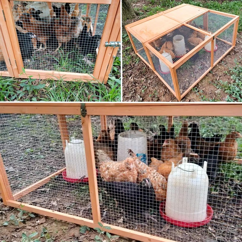 Kecreque Chicken Coop Run Rabbit Cage No Assembly Portable Chicken Run Bunny House with Top & Side Opening Doors,Outdoor Small Animal Playpen Wooden Chicken Brooder Box Guinea Pig Cage 45"x 42"x 20" - Image 4