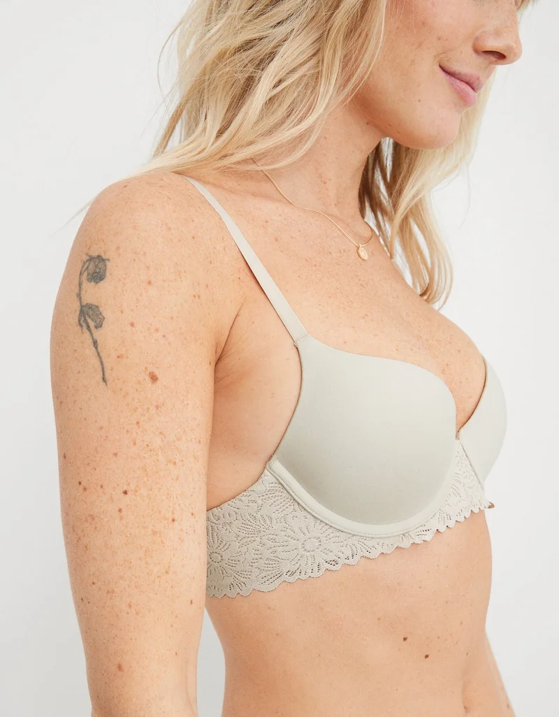 Aerie  Aerie Real Sunnie Demi Push Up Blossom Lace Trim Bra for Women | Best Price UAE