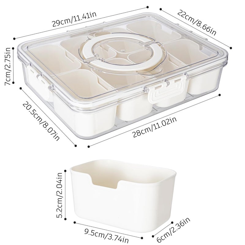 Dingerjar Divided Serving Tray with Lid and Handle Snackle Box Charcuterie Container for Portable Snack Platters Clear Organizer for Candy Fruits Nuts Snacks Perfect for Party Entertaining - Image 2