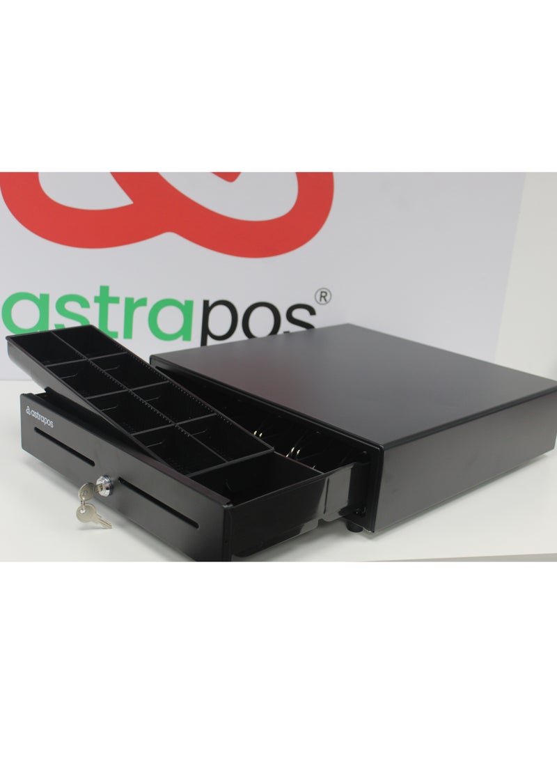 ASTRAPOS POS Cash Drawer | Heavy Duty | Automatic-Open | RJ12 Printer interface | Status Mirco Switch | 5 notes 8 coins | Black Color. - Image 1