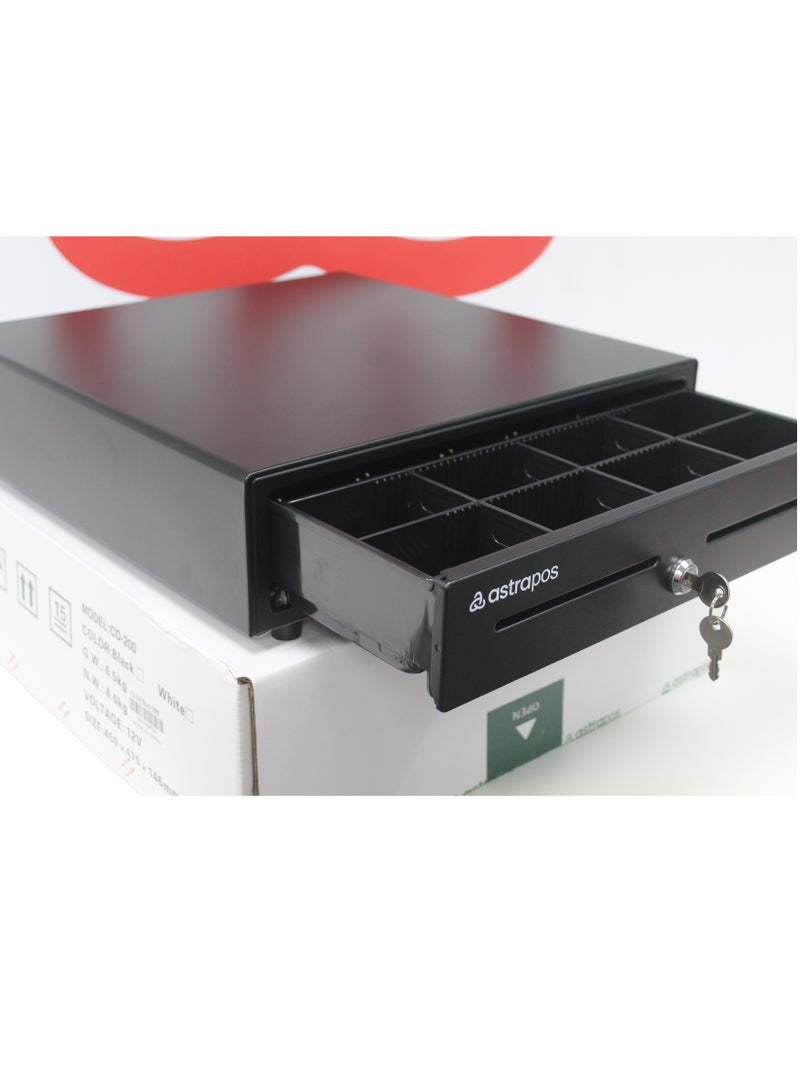 ASTRAPOS POS Cash Drawer | Heavy Duty | Automatic-Open | RJ12 Printer interface | Status Mirco Switch | 5 notes 8 coins | Black Color. - Image 5