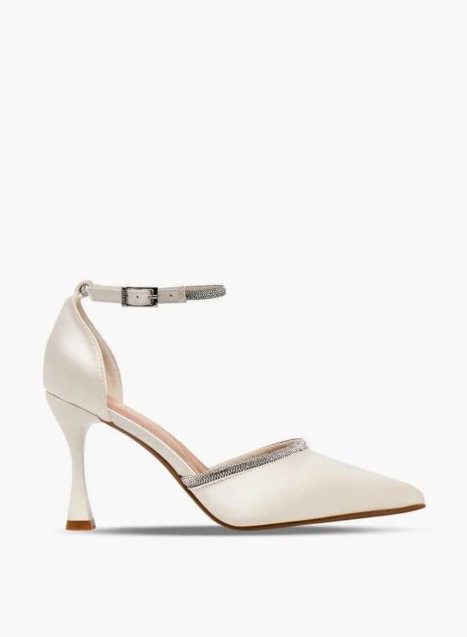 Celeste IVORY Women Embellished Flared Heel Shoes for Women | Best Price UAE