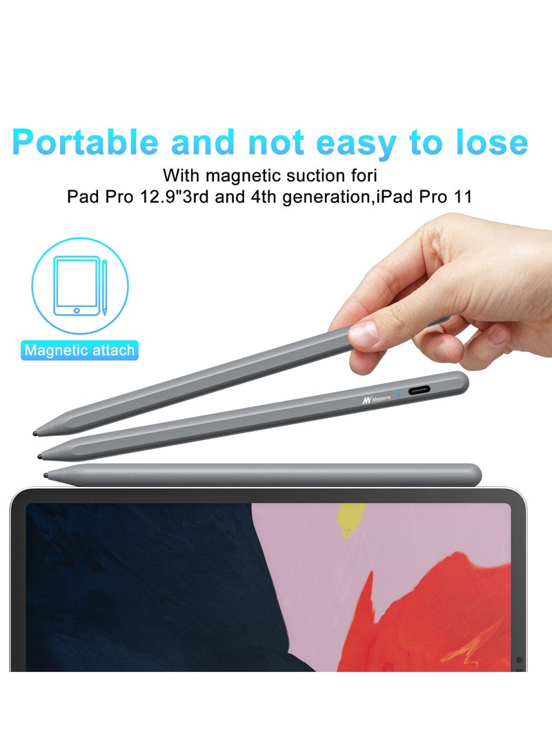 Mezone - Universal Stylus Pen for Touch Screens, 1.5mm Fine Tip Compatible with iOS and Android Devices, with Palm Rejection & Magnetic Attachment, for Drawing and Handwriting, Space Grey - Image 1