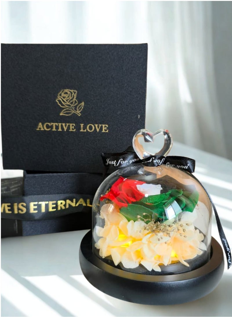 فلاور زهرة علم الإمارات العربية المتحدة المحفوظة بالألوان - قبة زهرة الوردة الأبدية الفاخرة مع إضاءة LED - Image 1