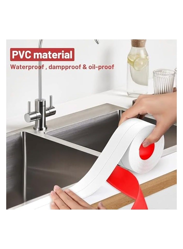 erorex 2pcs Caulk Tape,Waterproof Self Adhesive Caulk Tape Strip, Wall Edge Protector, Effective Mould Proof Moistureproof Peel and Stick Caulking Sealant Tape for Kitchen, Countertop,Bathroom,Sink,Shower - Image 2