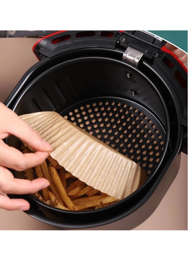 Generic Round Water-Resistant Reusable Air Fryer Paper Plates, Suitable for Baking, Frying, and Microwave Use, 20 cm, Pack of 100 Sheets K
