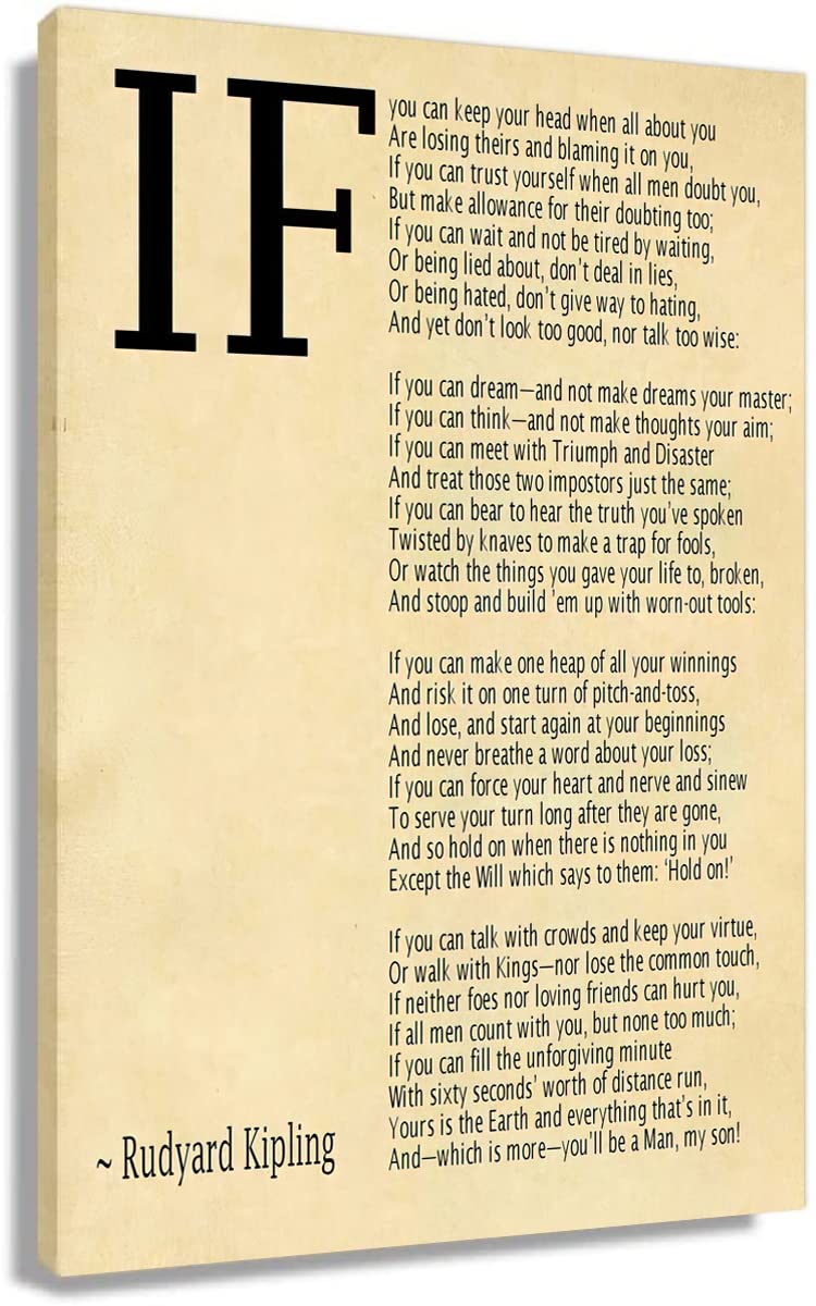 If Poem Framed Quotes Wall Art Picture Modern Canvas Motivational Posters Vintage Artwork For Bedroom Decor Poetry Gifts Framed 12x18 inch