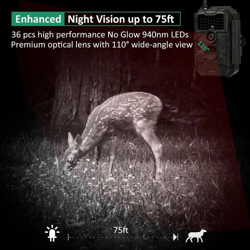 GardePro E6 WiFi Trail Camera (Non-Cellular), 48MP Photos, 1296P HD Video, App Control with Live View, 110° Wide-Angle, No-Glow Night Vision, Motion Activated - Image 4