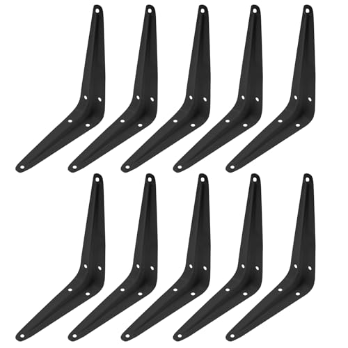 Verkelly 10 Pcs Shelf Brackets 4 x 5 Inch Black Heavy Duty Metal Wall Corner Angle Shelving for Wall Hanging Shelves with Wall Anchors and ScrewsBlack - Image 1