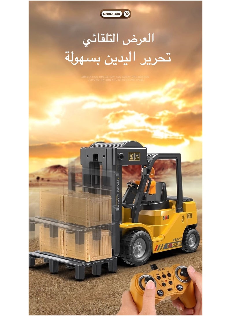 1:24 Alloy Remote Control Forklift Toy – Mini Construction RC Car with Smartphone APP, Realistic Die-Cast Model for Kids & Collectors (Waterproof, LED Lights) ﻿ ﻿  - Image 3