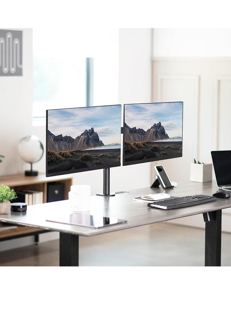 Dual Monitor Desk Mount, Heavy Duty Fully Adjustable Stand, Fits 2 LCD LED Screens up to 30 inches, Black - Image 2