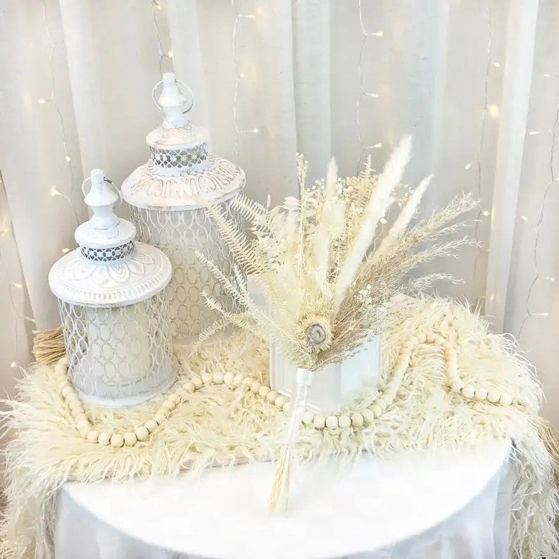 Bluejw Pampas Grass Bouquet - Dried Flowers, Bunny Tails, Gypsophilia, Sword Fern, Italian Ruscus, Straw, Natural Dried Plants - Boho Decor, Babies Breath - Opp Bag - Image 5