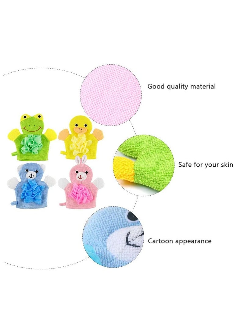 Oasisgalore 4pcs Bath Mitt Washcloths Gloves Toddler Cute Bath Mitt Easy to Lather for Boys Girls  - Image 4