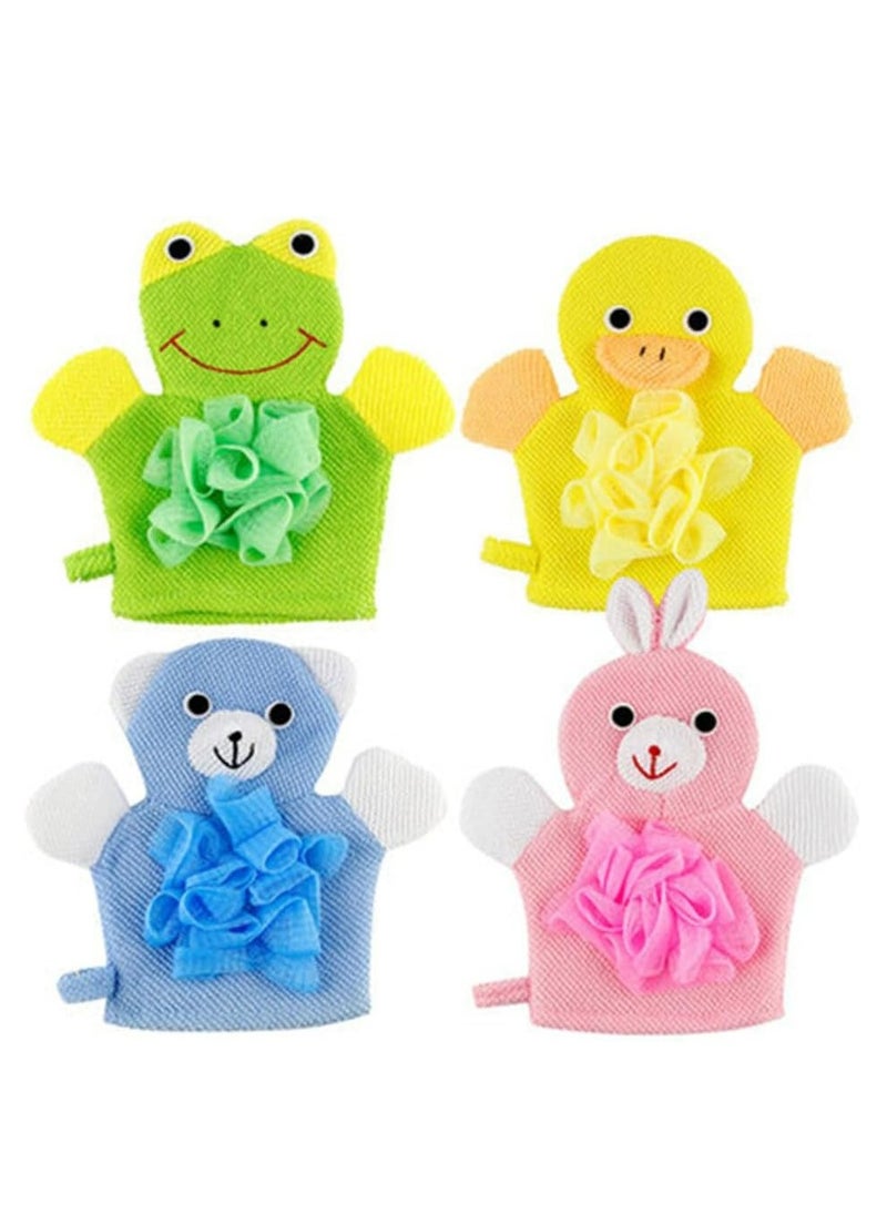 Oasisgalore 4pcs Bath Mitt Washcloths Gloves Toddler Cute Bath Mitt Easy to Lather for Boys Girls  - Image 1