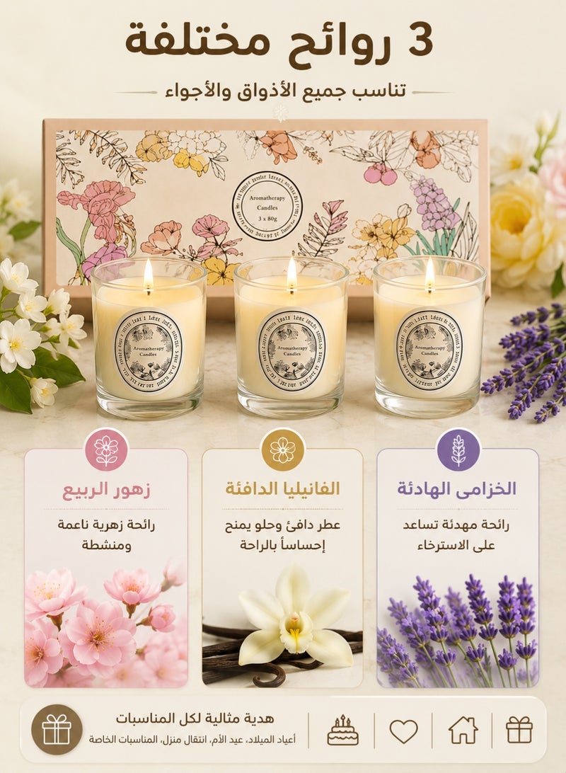 Aromatherapy Luxury Set of 3 Scented Candles – Soy Wax Aromatherapy Candle Gift Box with Essential Oils, Long-Lasting Fragrance, Lead-Free Cotton Wick, Elegant Home Décor Gift for Women & Home - Image 4