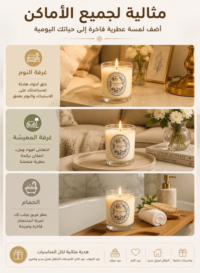 Aromatherapy Luxury Set of 3 Scented Candles – Soy Wax Aromatherapy Candle Gift Box with Essential Oils, Long-Lasting Fragrance, Lead-Free Cotton Wick, Elegant Home Décor Gift for Women & Home - Image 5