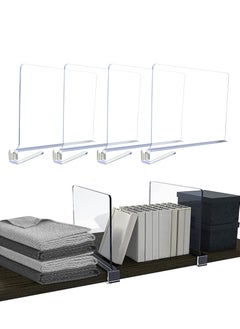 Excefore 4 Pack Acrylic Shelf Dividers for Wardrobe, Wood Closets Clear Shelf Separator, Adjustable Clothing Organizer Wardrobe Dividers, Suitable for Bedroom Closet Shelves Organizer  - Image 1