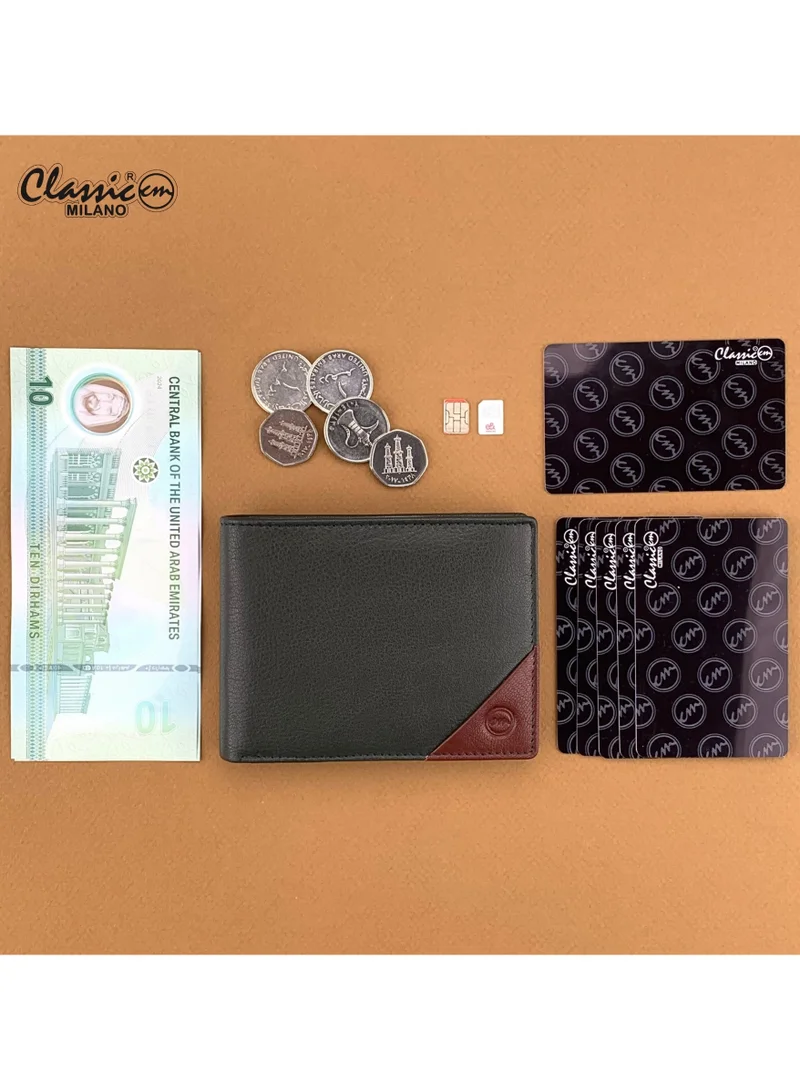 Classic Milano Green Maroon (CMGT-13) Classic Milano Men’s Wallet – Slim Bifold Leather Wallet for Men with RFID Blocking – Credit Card Holder & Card Wallet – Stylish Mens Purse – Gift for Husband, Father & Men for Men | Best Price UAE