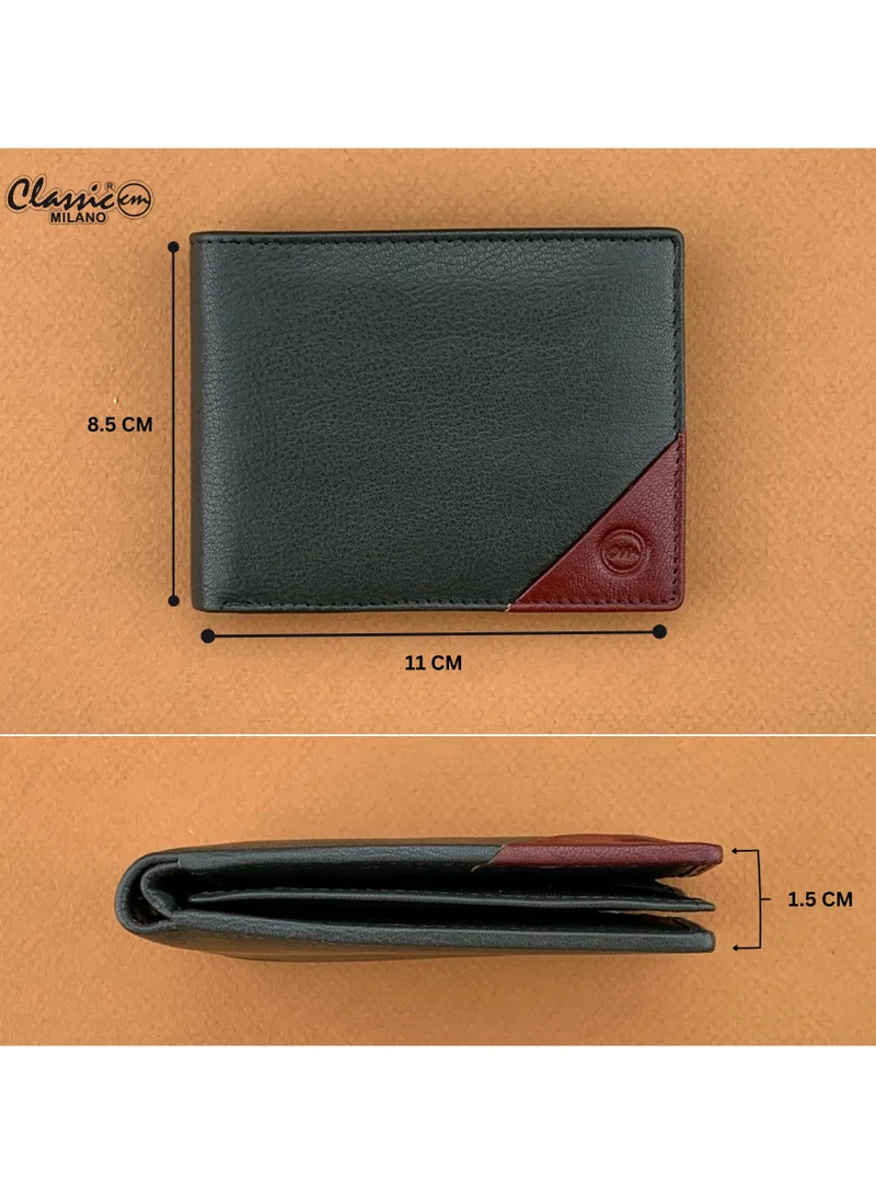 Classic Milano Green Maroon (CMGT-13) Classic Milano Men’s Wallet – Slim Bifold Leather Wallet for Men with RFID Blocking – Credit Card Holder & Card Wallet – Stylish Mens Purse – Gift for Husband, Father & Men for Men | Best Price UAE