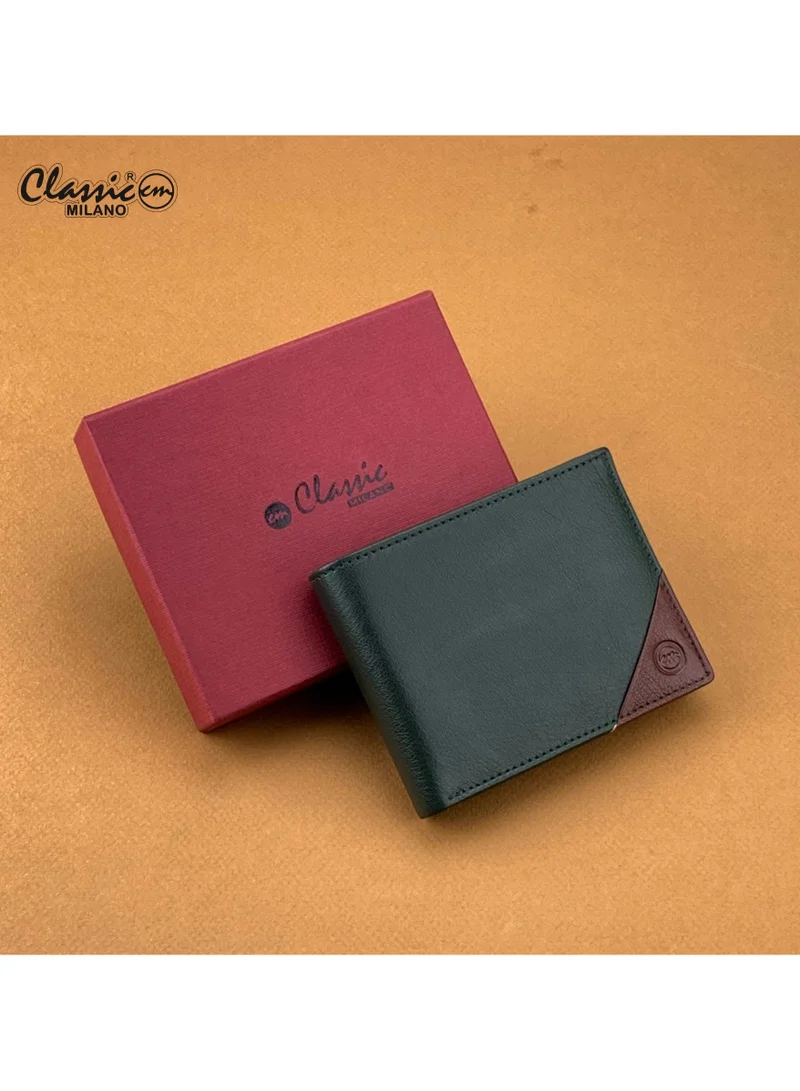 Classic Milano Green Maroon (CMGT-13) Classic Milano Men’s Wallet – Slim Bifold Leather Wallet for Men with RFID Blocking – Credit Card Holder & Card Wallet – Stylish Mens Purse – Gift for Husband, Father & Men for Men | Best Price UAE