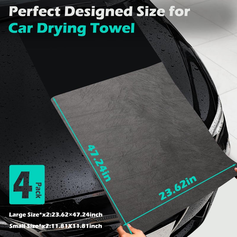 XANGNIER 4 Pack Car Drying Towel,Extra Large Microfiber Towels for Cars,Super Absorbent Micro Fiber Auto Drying Towel,Scratch Free,Reusable Wash Towels for Auto Detailing Flash,Car Cleaning Supplies - Image 5