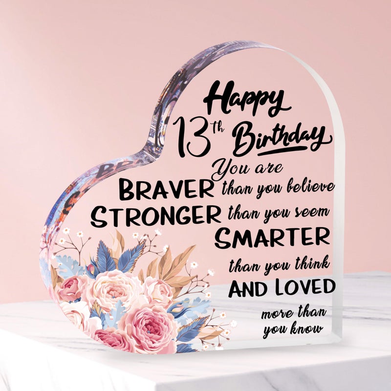 Merclix 13th Birthday Acrylic Plaque 13th Birthday Gifts for Girls Keepsake Gifts for 13 Year Old Girls Birthday 13 Year Old Gifts for Girls Birthday Presents for 13 Year Old Girls Sister Daughter