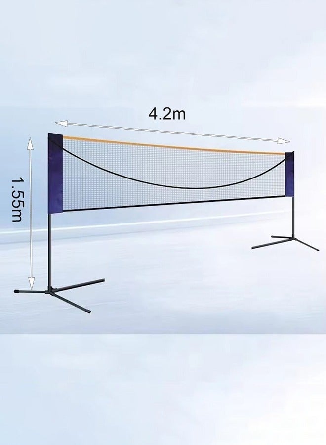 والالا مجموعة معدات شبكة تنس الريشة المحمولة، شبكة تنس بطول 4.2 متر مع حامل وحقيبة حمل، شبكات سهلة التجميع للأطفال والكبار، تنس، بيكلبول، تنس الريشة أو الكرة الطائرة - Image 1