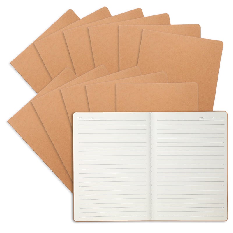 miikoul 12 Pack A5 Kraft Paper Notebook Lined Journal Bulk, 8.3 X 5.5 Inch, 60 Pages/30 Sheets, 80gsm, Travel Notebook Notepad for Adult, Students, Gift, Office, Back to School Supplies - Image 1