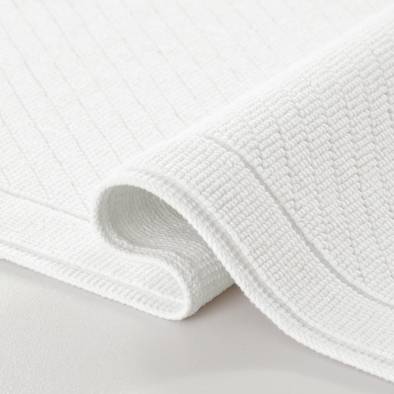 Arkwright, LLC Arkwright 100% Cotton Bathroom Rug - High Absorbent Stylish Textured Woven Design Bath Mat, Slip Resistant Backing for Shower and Bathtub Floor, 24x36 in - White - Image 1