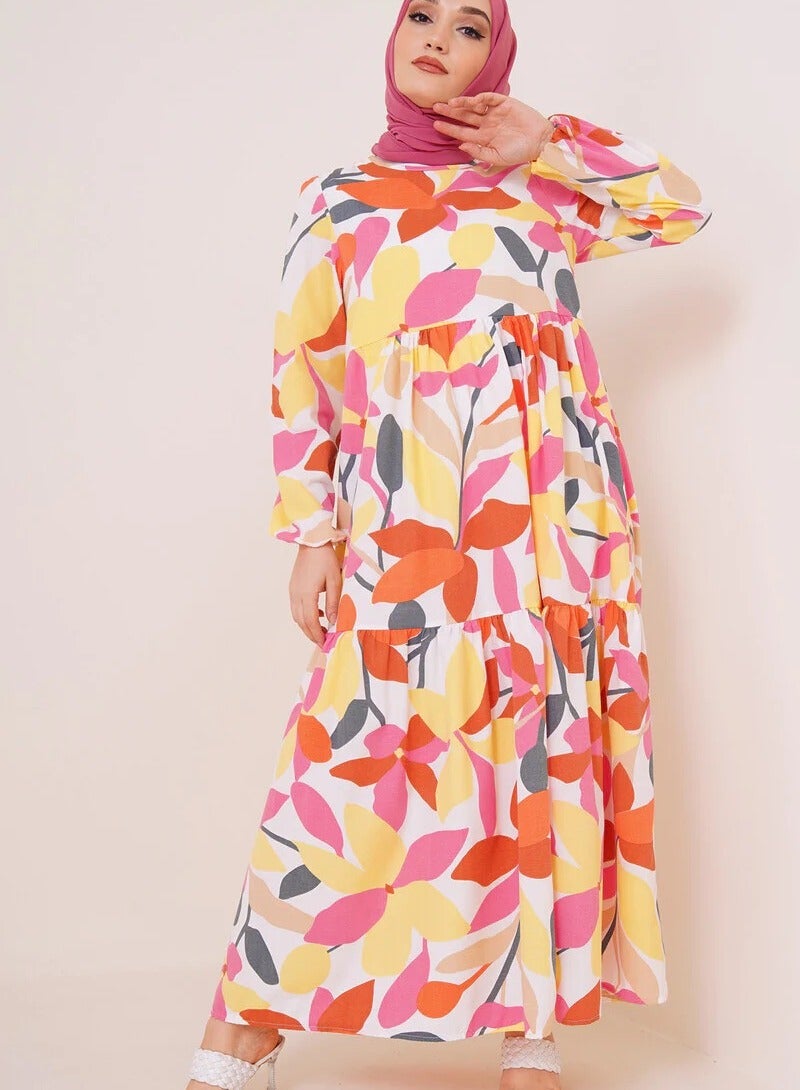 Cotton printed long dress,comfortable to wear, Multicolor  - Image 1
